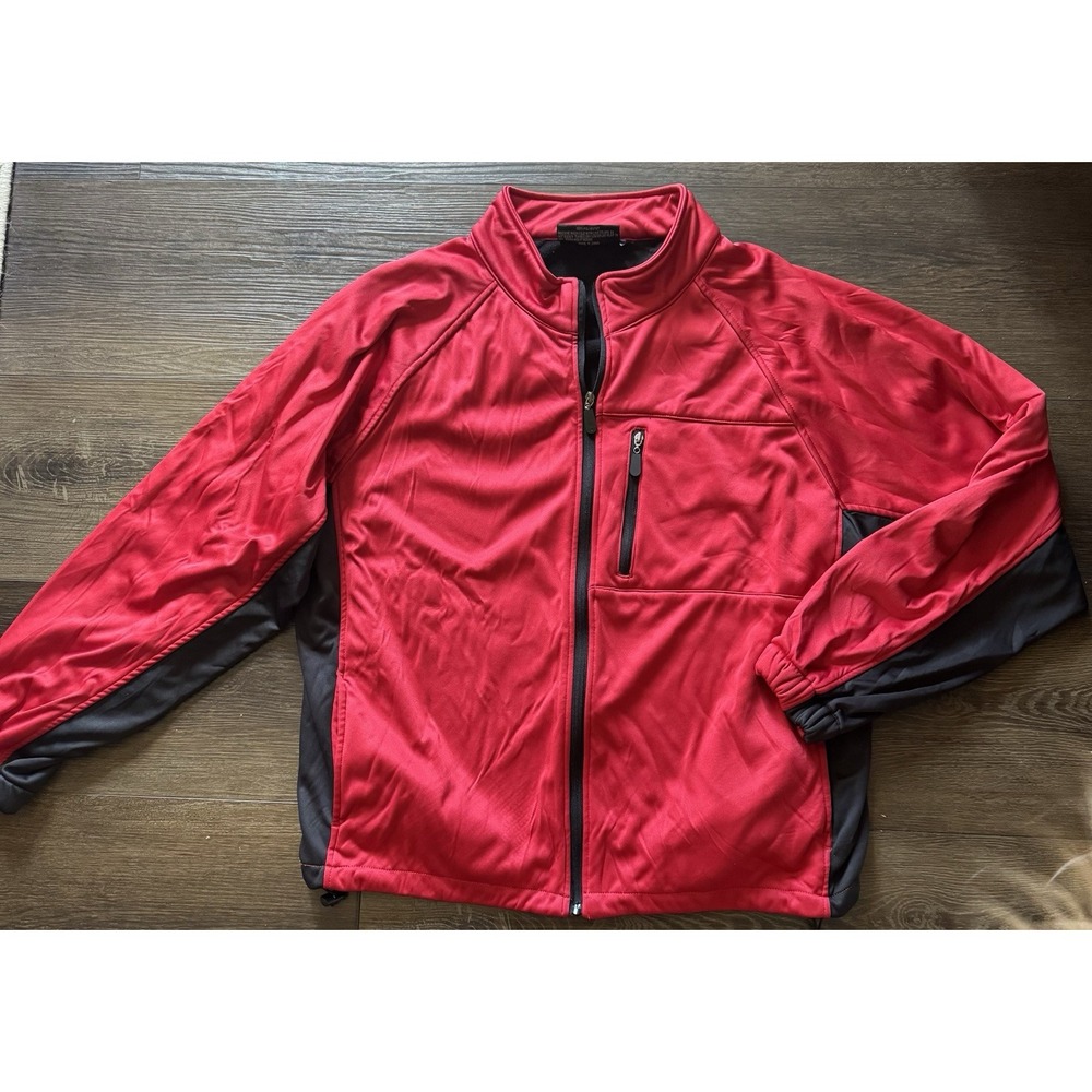 i5 Premium Men's Full Zip Lined Softshell Jacket Fleece Lined Size XXL Red/Blck